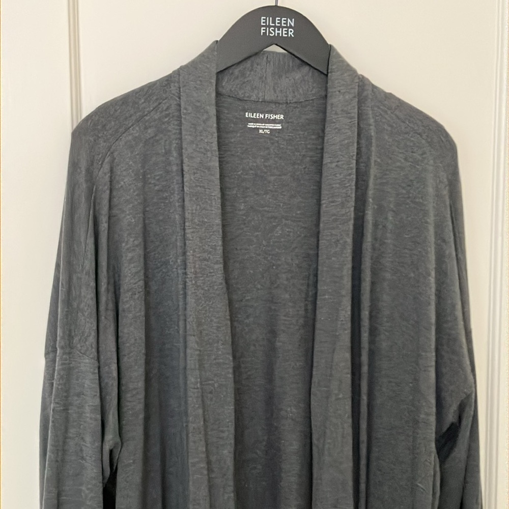 NWOT! Eileen Fisher Charcoal Stretch Jersey Longline Topper Size XL